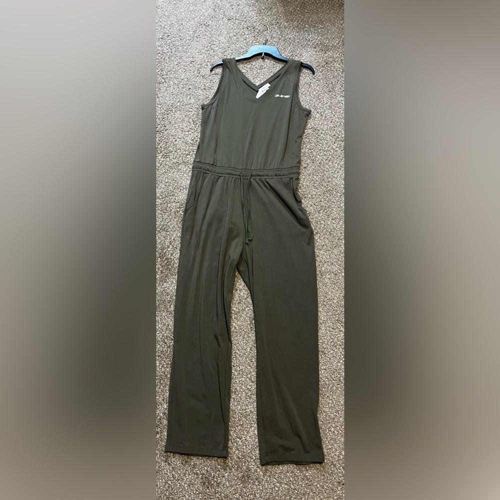 Calvin Klein Olive Green Drawstring Jumpsuit